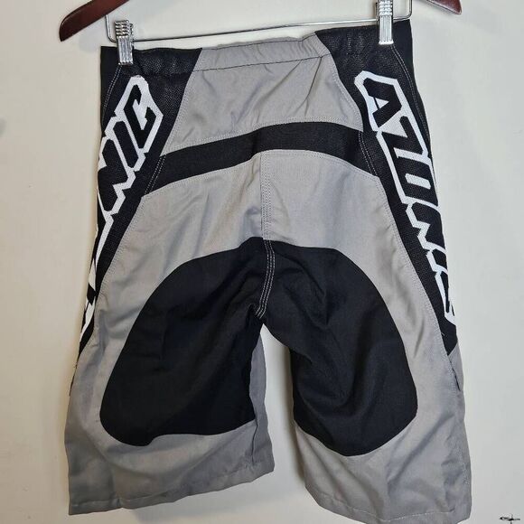 Azonic MTB Downhill Riding Shorts Racing Cycling Shorts Grey Black Padded Waist - Picture 3 of 5